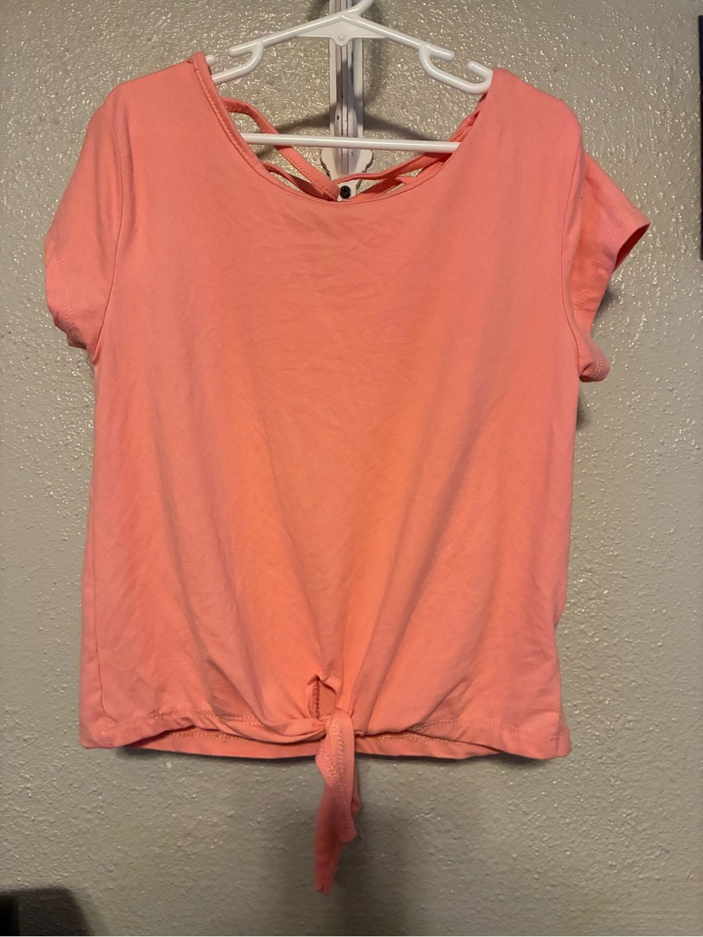 Girl’s Medium Tie-Front Short Sleeve Top